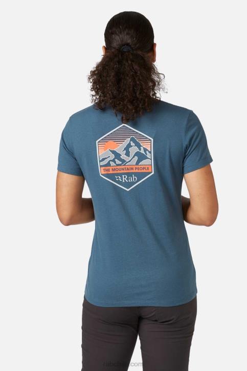 Camiseta De Pico De Montaña De Postura Mujer Rab 0f8j393 Azul Orión