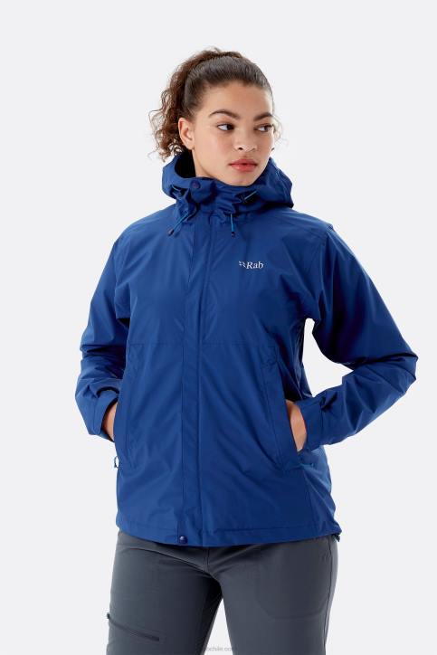 Chamarra Impermeable Ecológica Downpour Mujer Rab 0f8j158 Anochecer Azul